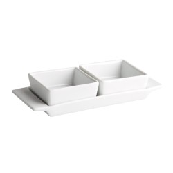 Boles con bandeja bandeja (2 boles). Bandeja: 22X9X4  Bol: 8X8X3.5 CM. 10 CL.-B2360 (36 unidades)