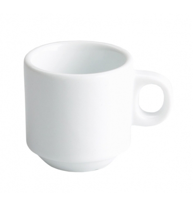 Taza de café moka apilable porcelana Blanco Iris 6cl. 5.5x5.5 cm. B4104R (48 unidades)