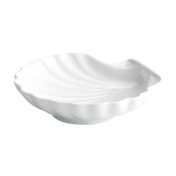 Plato degustación aperitivo con forma de concha (coquille) apilable porcelana Blanco 14X14X3.5 CM. B2058R (120 unidades)