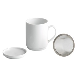Taza para infusiones porcelana con tapa y filtro inox 17 CLØ 7.5. B2621 (6 unidades)