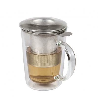 Cup for Double Wall Wall Borosilicate Wall with lid and Stainless Filter 36cl. Ø 8.8x12 cm. B803014
