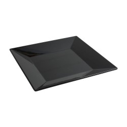 Plato llano cuadrado Negro melanina Ming II 25.5x25.5x2.8 cm. B885169R (3 unidades)