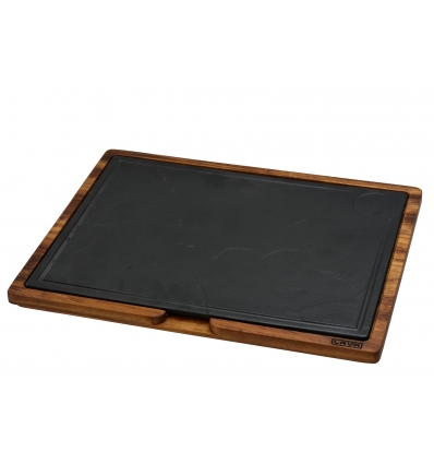 Bandeja de pizarra con soporte de madera de Iroko (abertura en madera para facilitar extracción) 40x30 cm. P635015 (3 unidades)