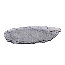Bandeja oval cristal murano en Negro Etnic Ming 32x25cm (5mm). P605019A (6 unidades)