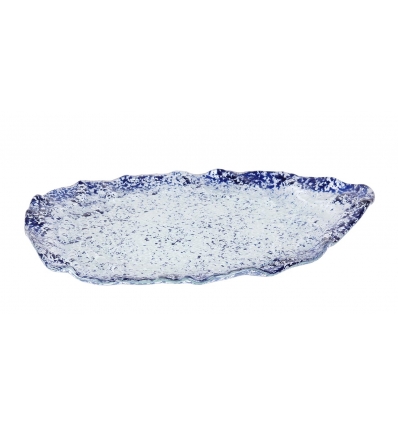 Bandeja oval cristal murano en Azul Cobalto Etnic Ming 32x25cm (5mm). P605019B (6 unidades)