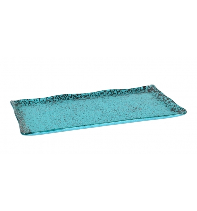 Rechteckige Murano -Kristallschale in türkisblauem Ming 32x17cm (5 mm). P605024C (3 Einheiten)