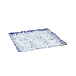 Plato llano cuadrado cristal murano en Azul Cobalto Ming 25X25 cm (5mm). P605027B (6 unidades)