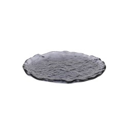Plato postre Gourmet cristal Negro Murano Titanio 20x1.5cm (5mm). P605031A (3 unidades)