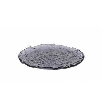 Plato postre Gourmet cristal Negro Murano Titanio 20x1.5cm (5mm). P605031A (3 unidades)