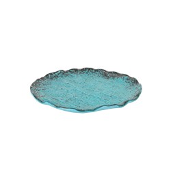 Plato postre redondo cristal murano en Azul Turquesa Ming 20x1.5cm (5mm). P605031C (6 unidades)