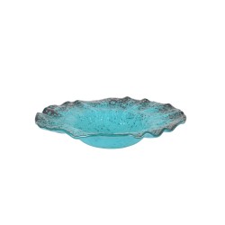 Plato hondo degustación redondo murano en Azul Turquesa Ming 25x6cm (5mm). P605033C (6 unidades)