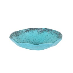 Bol redondo murano en Azul Turquesa Ming 20x6cm (5mm). P605034C (6 unidades)