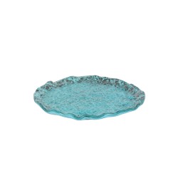 Plato pan redondo cristal murano en Azul Turquesa Ming 5x1cm (5mm) . P605038C(12 unidades)