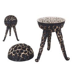 Bol alto con tapa degustación Stoneware decoración Teide 10x20cm/10cl . P997016 (2 unidades)