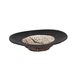 Plato hondo degustación ala ancha Stoneware decoración Teide 23x18.5x5.5cm. P997027 (3 unidades)