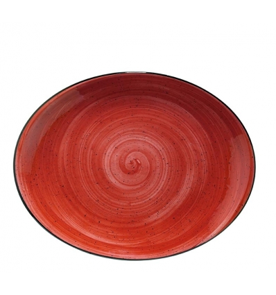 Red Gorumet Oval Tablett Porzellan Bone China Red Passion 31x24 cm. B928079 (12 Einheiten)