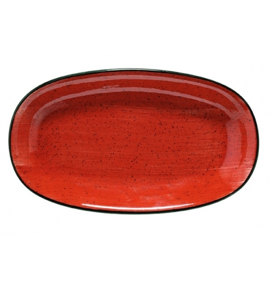 Source ovale Red Porcelana Bone Chine Red Passion 34x19,5 cm. B928092 (6 unités)