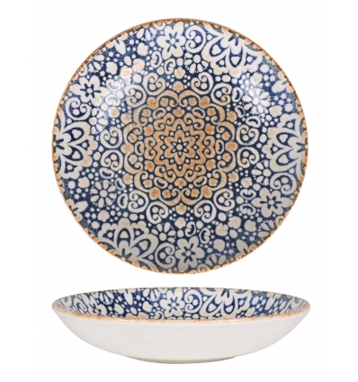 Plato hondo gourmet porcelana con decorado Alhambra Ø 23x4 cm. B928251E (6 unidades)
