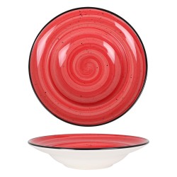 Plato de Pasta Rojo Bone China 24 cm | Set de 6 | Alium Pro