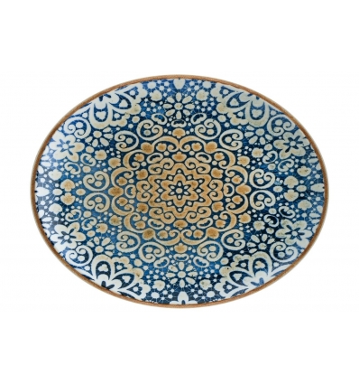 Bandeja oval porcelana con decorado Alhambra Ø 36x28x3 cm. B928254E (6 unidades)