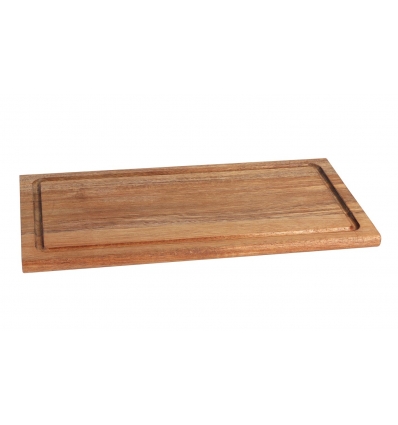 Tabla de madera de acacia rectangular con ranura 40x20x1.5 cm. B947026R1 (6 unidades)