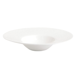 Plato de Porcelana Blanco con Diseño de Ala Grande: Ideal para Risottos, Pastas y Postres.