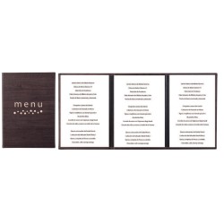 Un porta menu elegante forrado en piel diseñado por la marca Lacor 