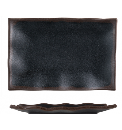 THERLAMIN BANDEJA MELAMINA NEGRA BORDE MARRON 23X15X2 CM