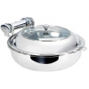 CHAFING DISH REDONDO CON TAPA DE CRISTAL Y CUBETA-INSERTO INOX. MEDIDAS: 39X50X18 CM.