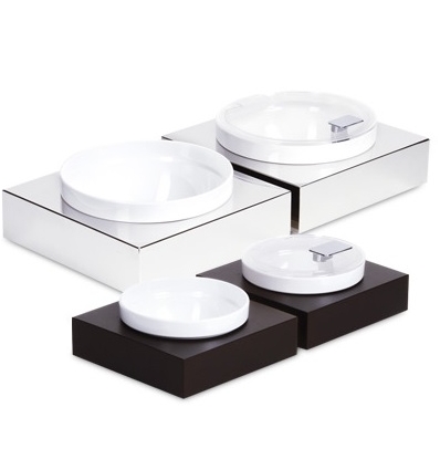 APS 12920 EXPOSITOR BANDEJA INOX CON 2 BOLS 17.4X17.4X6 CM