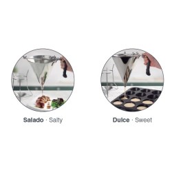 Embudo dosificador con soporte en acero inoxidable dos litros