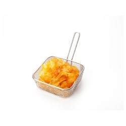 Mini plato para aperitivos aspecto freidora de acero inoxidable. Dimensiones: 13x13x5 cm. 100% CHEF PC/64053  (1 unidad)