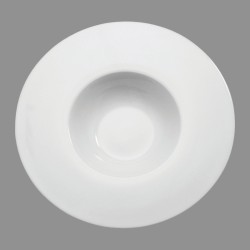 Plato de Porcelana Blanco con Diseño de Ala Grande: Ideal para Risottos, Pastas y Postres.
