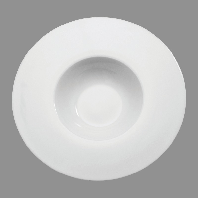 Plato de Porcelana Blanco con Diseño de Ala Grande: Ideal para Risottos, Pastas y Postres.