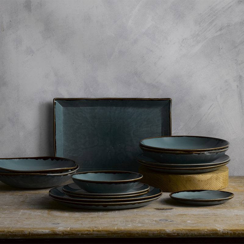 Plato oblongo azul Dudson Harvest - Pieza de la colección Harvest de Dudson