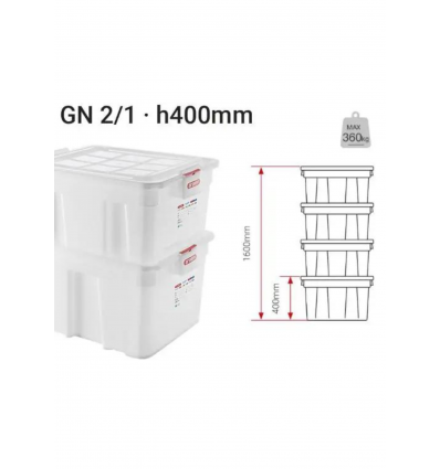 ARAVEN 04070 Cubeta hdpe GN2/1 400mm 90l_sin tapa