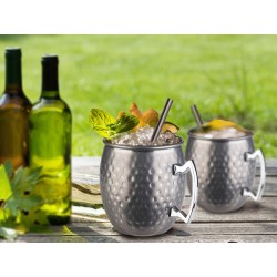 Jarra Coctelera de Acero Inoxidable. Estilo antiguo martillado