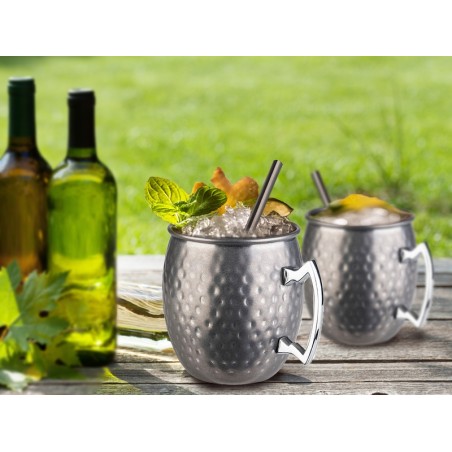 Jarra Coctelera de Acero Inoxidable. Estilo antiguo martillado