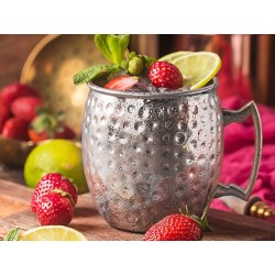 Jarra Coctelera de Acero Inoxidable. Estilo antiguo martillado