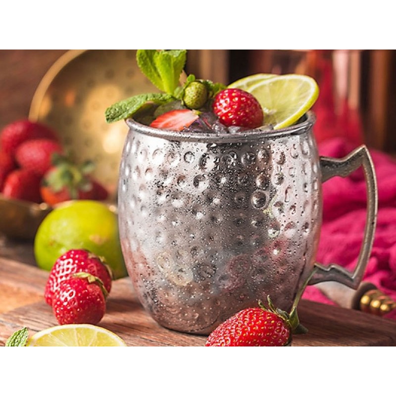 Jarra Coctelera de Acero Inoxidable. Estilo antiguo martillado