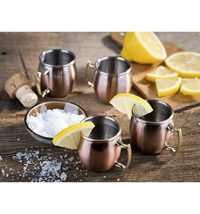 Tazas de cóctel pequeñas Moscow Mule "MINI SHOT" 4 unidades Cobre antiguo Ø4,5 cm 0,05L APS 93342