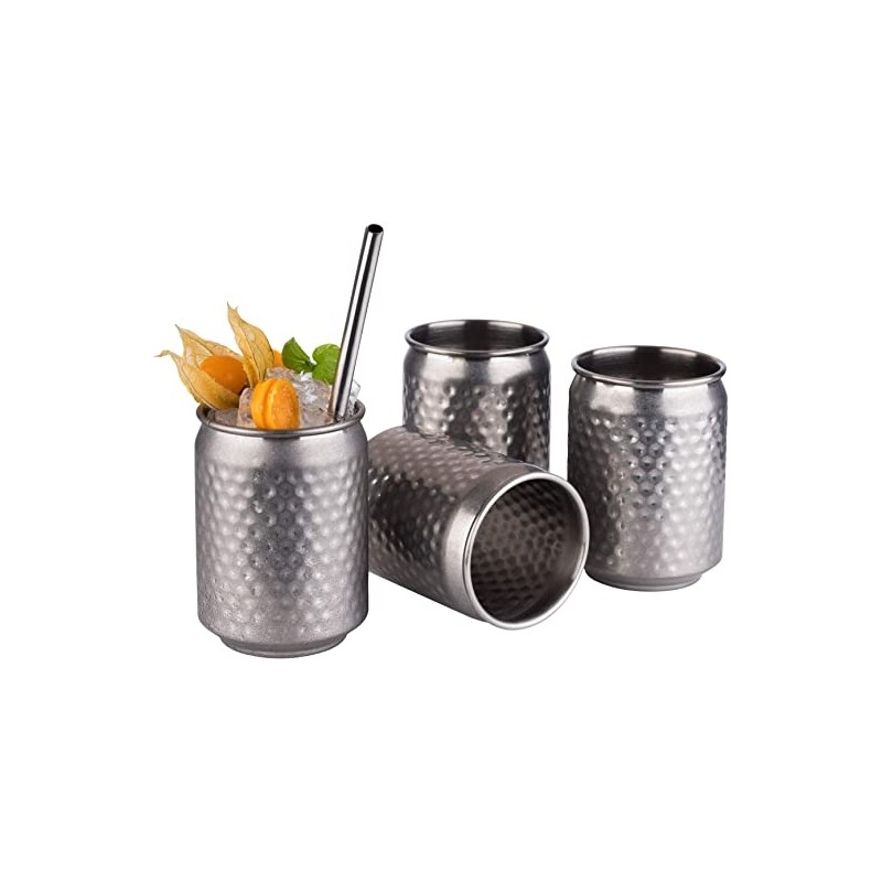 Vaso de metal antiguo lata elaborado en Inox 18/8 de alta calidad.