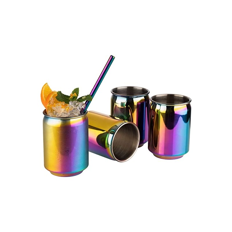 Vaso de metal arcoiris lata elaborado en Inox 18/8 de alta calidad.