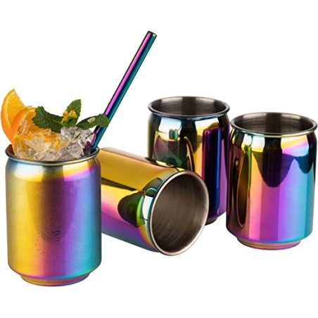 Vaso de metal arcoiris lata elaborado en Inox 18/8 de alta calidad.