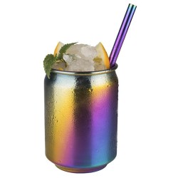 Vaso de metal arcoiris lata elaborado en Inox 18/8 de alta calidad.