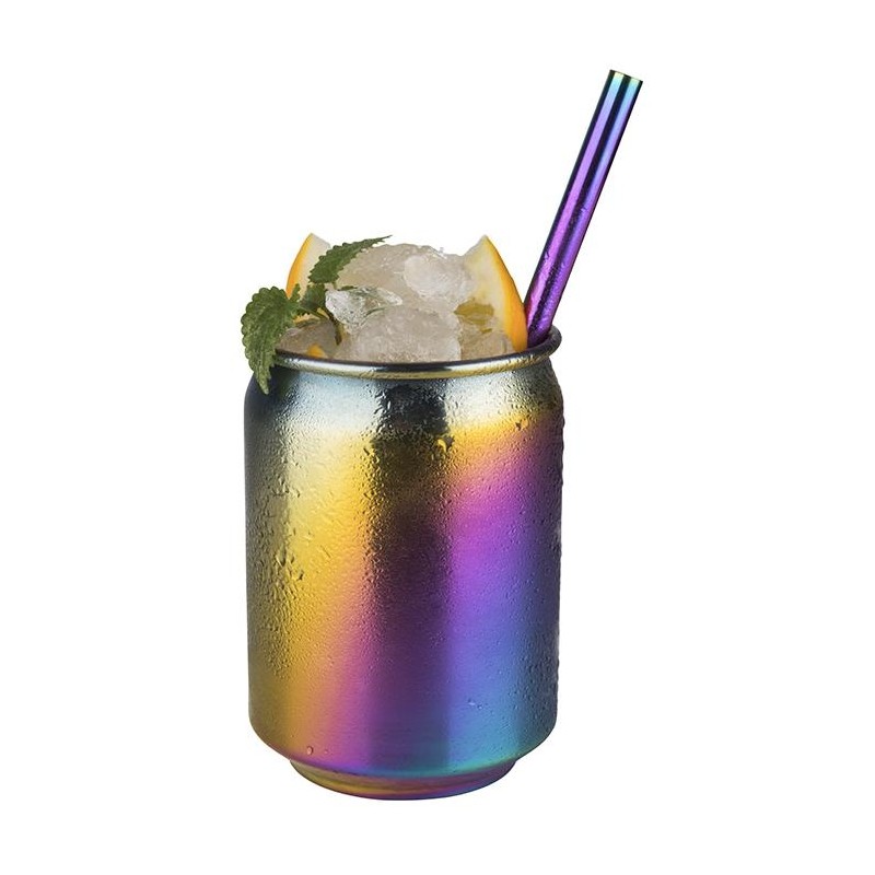 Vaso de metal arcoiris lata elaborado en Inox 18/8 de alta calidad.