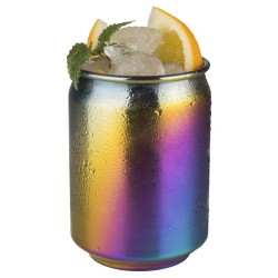 Vaso de metal arcoiris lata elaborado en Inox 18/8 de alta calidad.