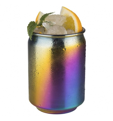 Vaso metal aspecto lata "COOL" Estilo arco iris Ø7.5 cm 0.35L APS 93374