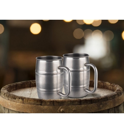 Jarra con forma de barril "BEER MUG" Inox. antiguo Ø8,5 cm 0.5L APS 93365