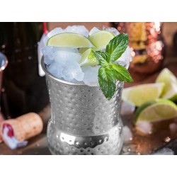 TAZA INOX. ANTIGUO MARTILLADO "JULEP MUG" Ø8CM 0.4L APS 93338